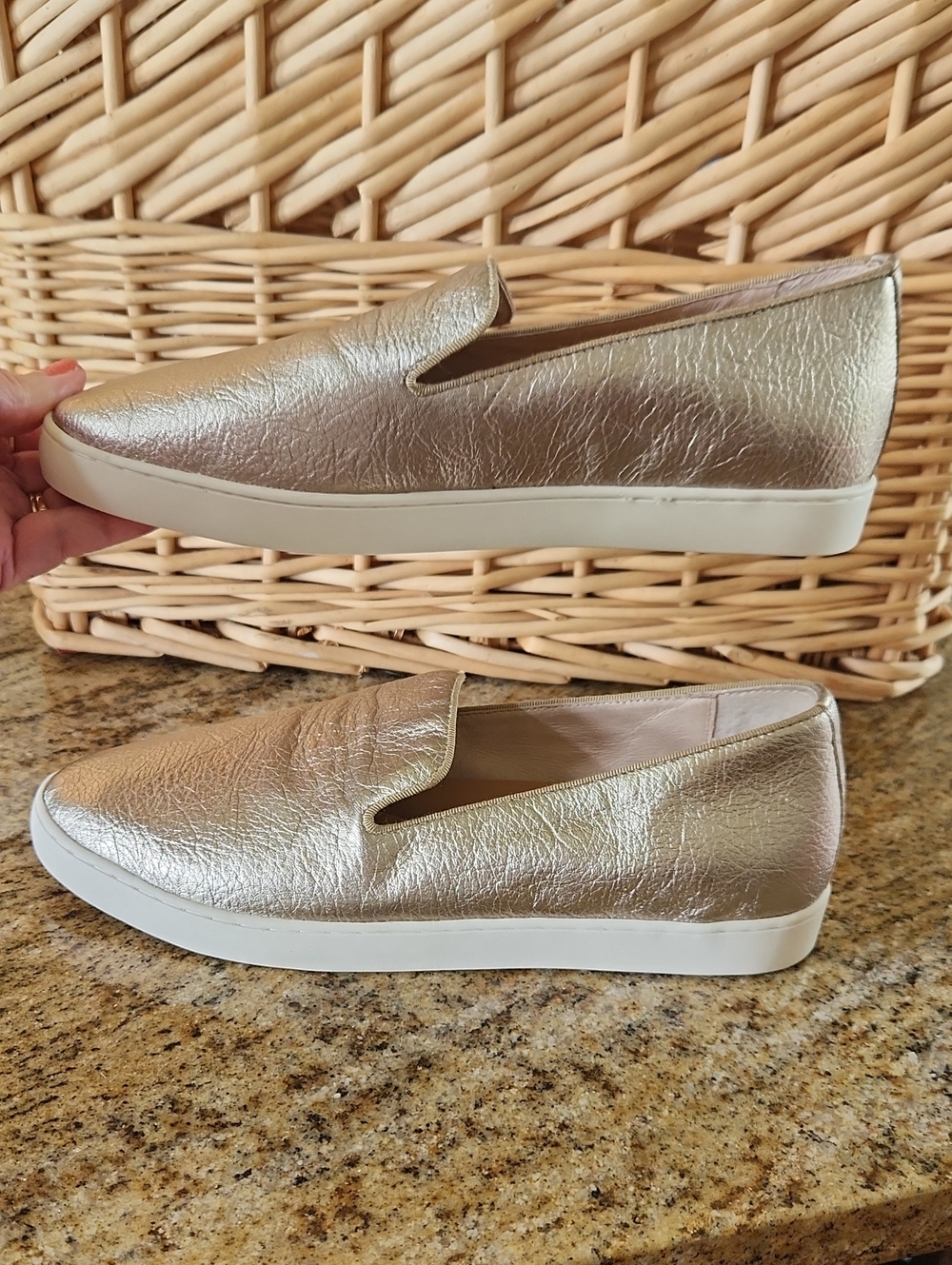 Birdies The Swift Slip-On Sneaker Metallic Gold Leather size 9 - Picture 6 of 16